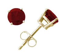 Ruby Stud Earrings, 14K Yellow Gold
