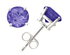 Tanzanite Stud Earrings,14K White Gold