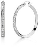 CZ Hoop Earrings, 1 1/2