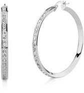 CZ Hoop Earrings, 1 3/4