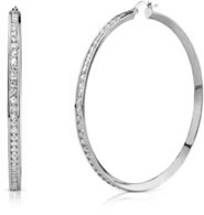 CZ Hoop Earrings, 2 1/4
