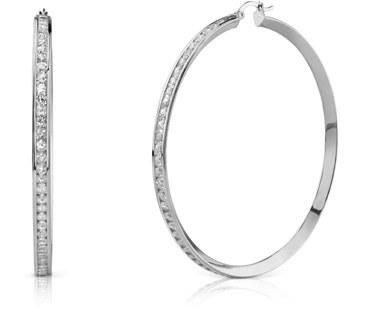 CZ Hoop Earrings, 2 1/2