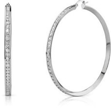 CZ Hoop Earrings, 2 1/2