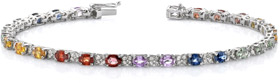 6.65 Carat Multi-Color Sapphire and 1.11 Carat Diamond Bracelet