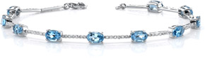 5.13 Carat Blue Topaz and Diamond Bracelet, 14K White Gold