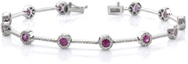 Ruby and Diamond Gemstone Bracelet, 18K White Gold