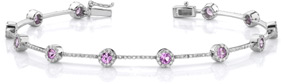 Pink Sapphire and Diamond Gemstone Bracelet