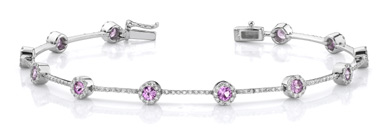Pink Sapphire and Diamond Gemstone Bracelet