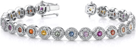 Multi-Color Rainbow Sapphire Circle Bracelet