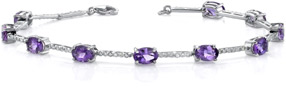 3.75 Carat Amethyst Gemstone and Diamond Bracelet, 18K White Gold