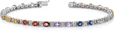 6.65 Carat Multi-Color Sapphire and 1.11 Carat Diamond Bracelet