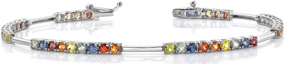 Multi-Color Sapphire Gemstone Bracelet, 18K White Gold