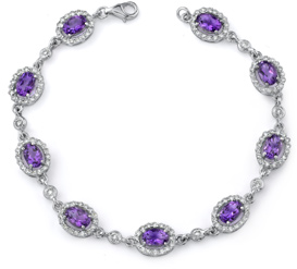 3.88 Carat Amethyst and 1.57 Carat Diamond Bracelet, 14K White Gold