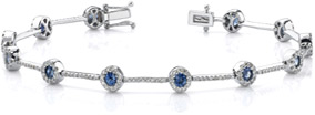 Sapphire and Diamond Gemstone Bracelet, 18K White Gold