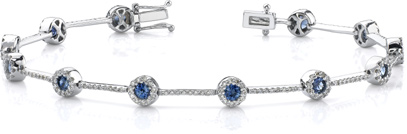 Sapphire and Diamond Gemstone Bracelet, 18K White Gold