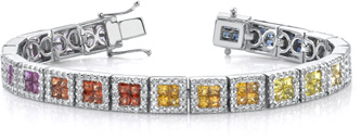 Princess Cut 8.33 Carat Multi-Color Sapphire Rainbow Bracelet
