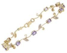 Tanzanite and Diamond 'Bud & Leaf' 10K Yellow Gold Bracelet