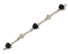 14K White Gold and Trillion Cut Sapphire and Diamond Bracelet