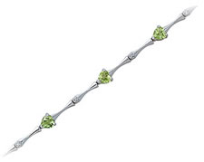 14K White Gold Peridot and Diamond Bracelet