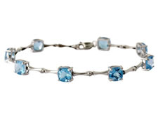 10K White Gold Diamond and Blue Topaz Bracelet