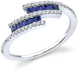 Princess Cut Sapphire and 1/2 Carat Diamond Ring