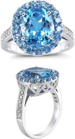 5.43 Carat Blue Topaz and Diamond Ring
