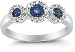 Three Stone Sapphire and Diamond Ring