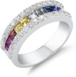 Multi-Color Sapphire Gemstone and Diamond Ring