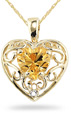 Citrine and 14K Yellow Gold Heart Pandant