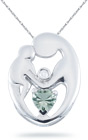 Mother's Love Green Amethyst Pendant, 14K White Gold