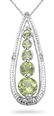 Peridot and Diamond Journey Pendant, 14K White Gold