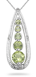 Peridot and Diamond Journey Pendant, 14K White Gold