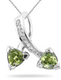 Trillion Cut Peridot and Diamond Pendant, 14K White Gold