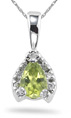 Peridot and Diamond Pendant, 14K White Gold