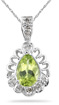 Peridot and Diamond Pendant, 14K White Gold