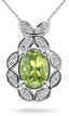 Peridot and Diamond Pendant, 14K White Gold