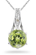Peridot and Diamond Pendant, 14K White Gold