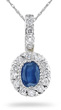Sapphire and Diamond Pendant, 14K White Gold