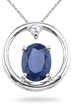 Sapphire and Diamond Circle Pendant, 14K White Gold
