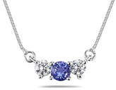 Tanzanite and Diamond Three Stone Pendant, 14K White Gold
