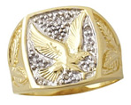 10K Yellow Gold and Diamond Men's Eagle Ring