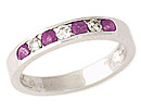 14K White Gold Diamond and Pink Sapphire Channel Set Ring