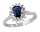 Diamond and Sapphire Flower Ring, 14K White Gold