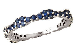 Sapphire Flower Band, 14K White Gold