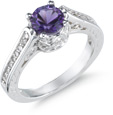 1 Carat Amethyst and Diamond Ring, 14K White Gold