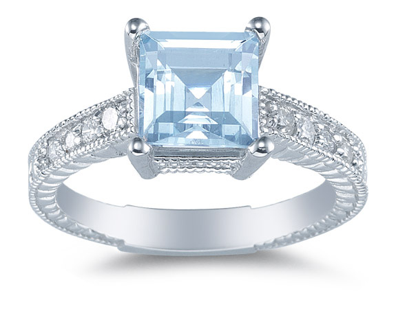 aquamarine princess cut ring