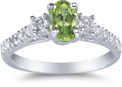 Peridot and Diamond Ring, 14K White Gold