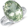 Large Green Amethyst and Diamond Ring, 14K White Gold