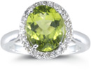 Peridot and 1/4 Ct. Diamond Ring, 14K White Gold