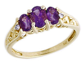 Amethyst and Diamond Art Deco Ring, 14K Yellow Gold